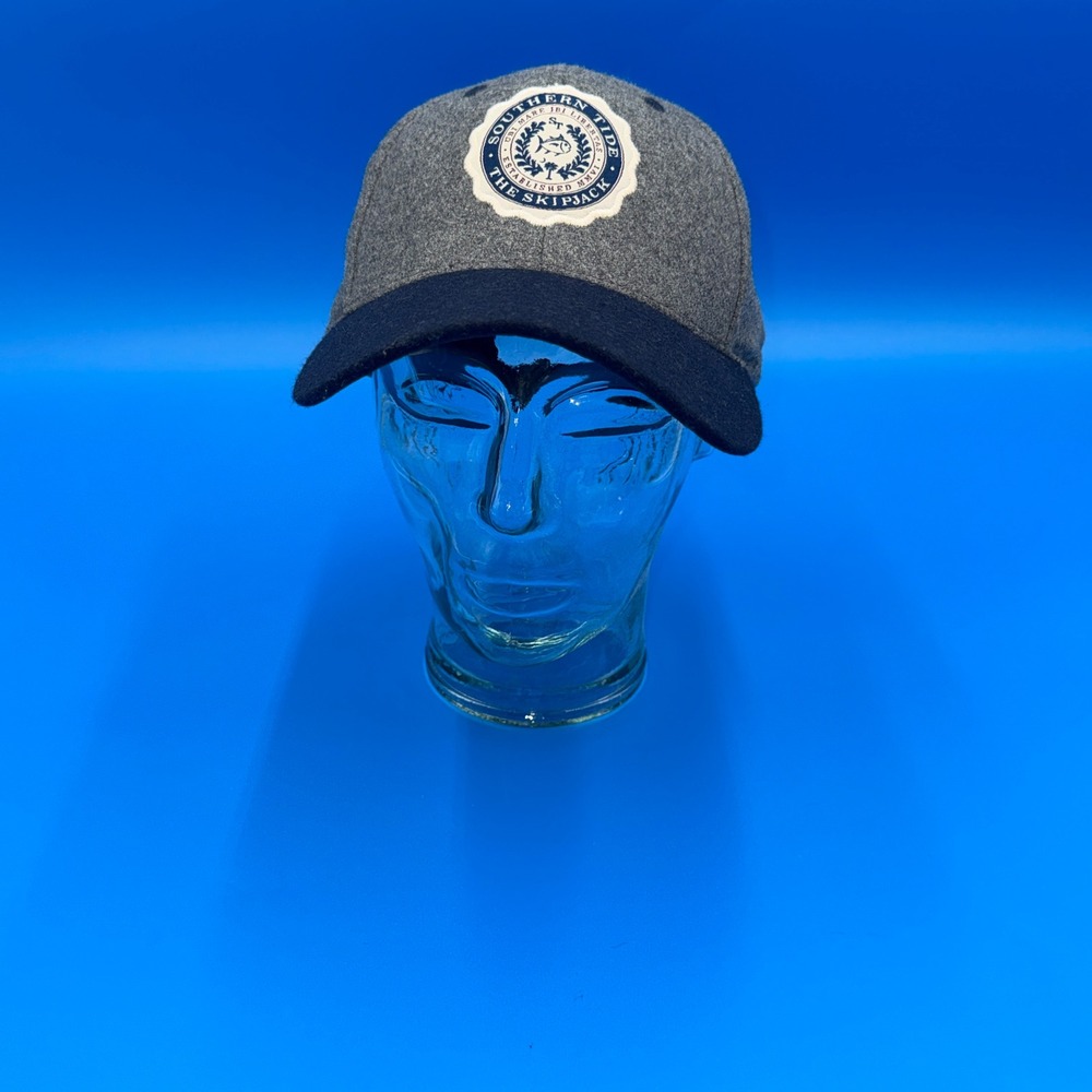 Southern Tide Skipjack Wool Blend Baseball Cap Grey Navy Adjustable Hat